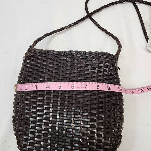 Elllepi Genuine Leather Woven Leather Bucket Crossbody Bag Handmade - Picture 4 of 9